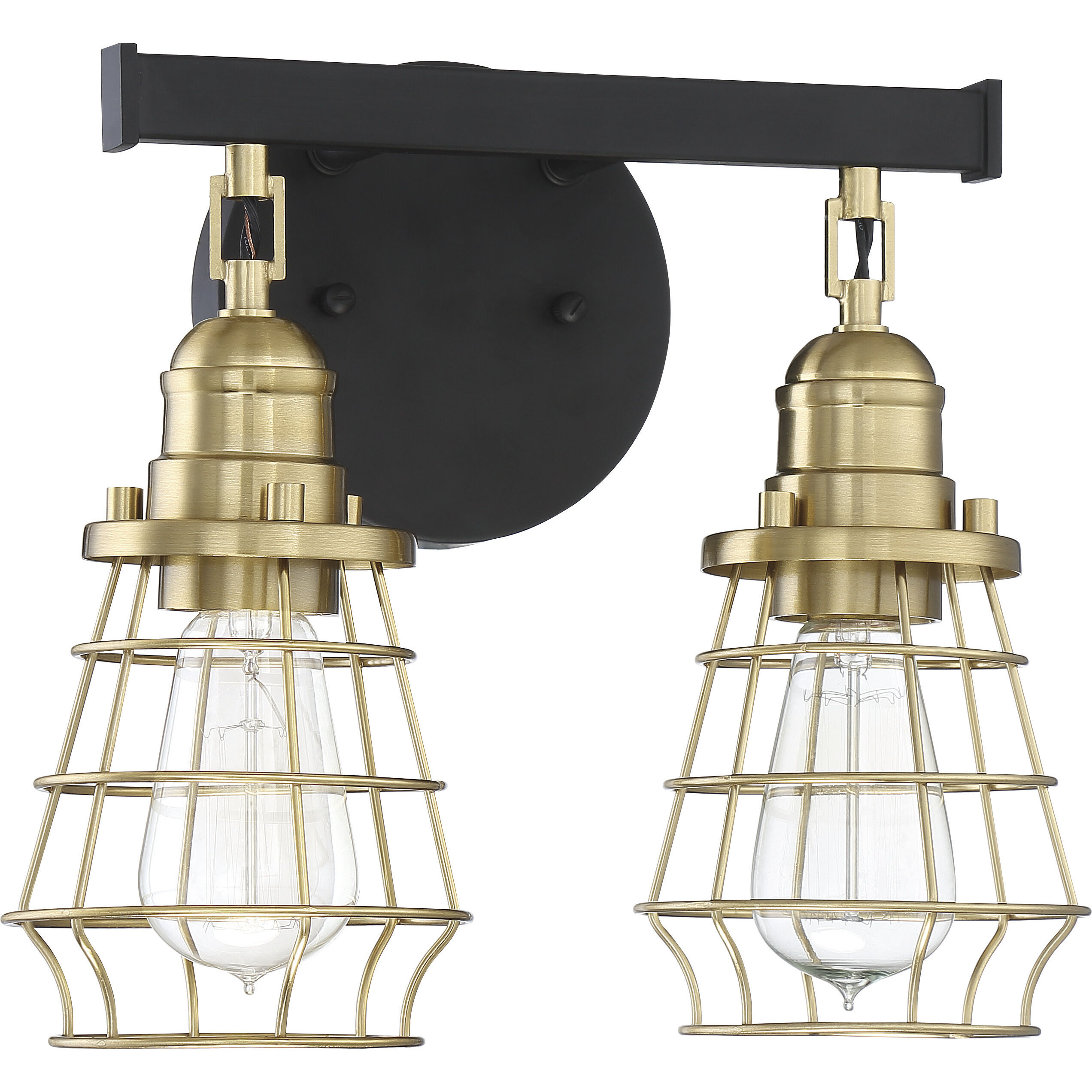 Neighborhood Thatcher 2 Light 12 inch Flat Black/Satin Brass Vanity Light Wall Light in Flat Black and Satin Brass, Neighborhood Collection