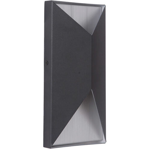 Peak LED 10 inch Textured Black/Brushed Aluminum Outdoor Wall Mount in Textured Black and Brushed Aluminum, Small