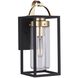 Neo 1 Light 14 inch Midnight / Satin Brass Outdoor Wall Lantern