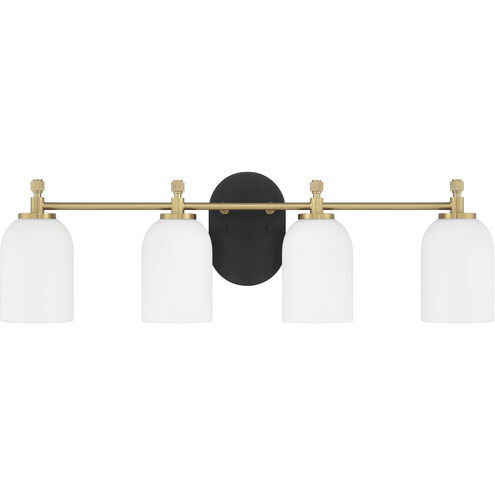 Council 4 Light 28.75 inch Flat Black/Satin Brass Vanity Light Wall Light