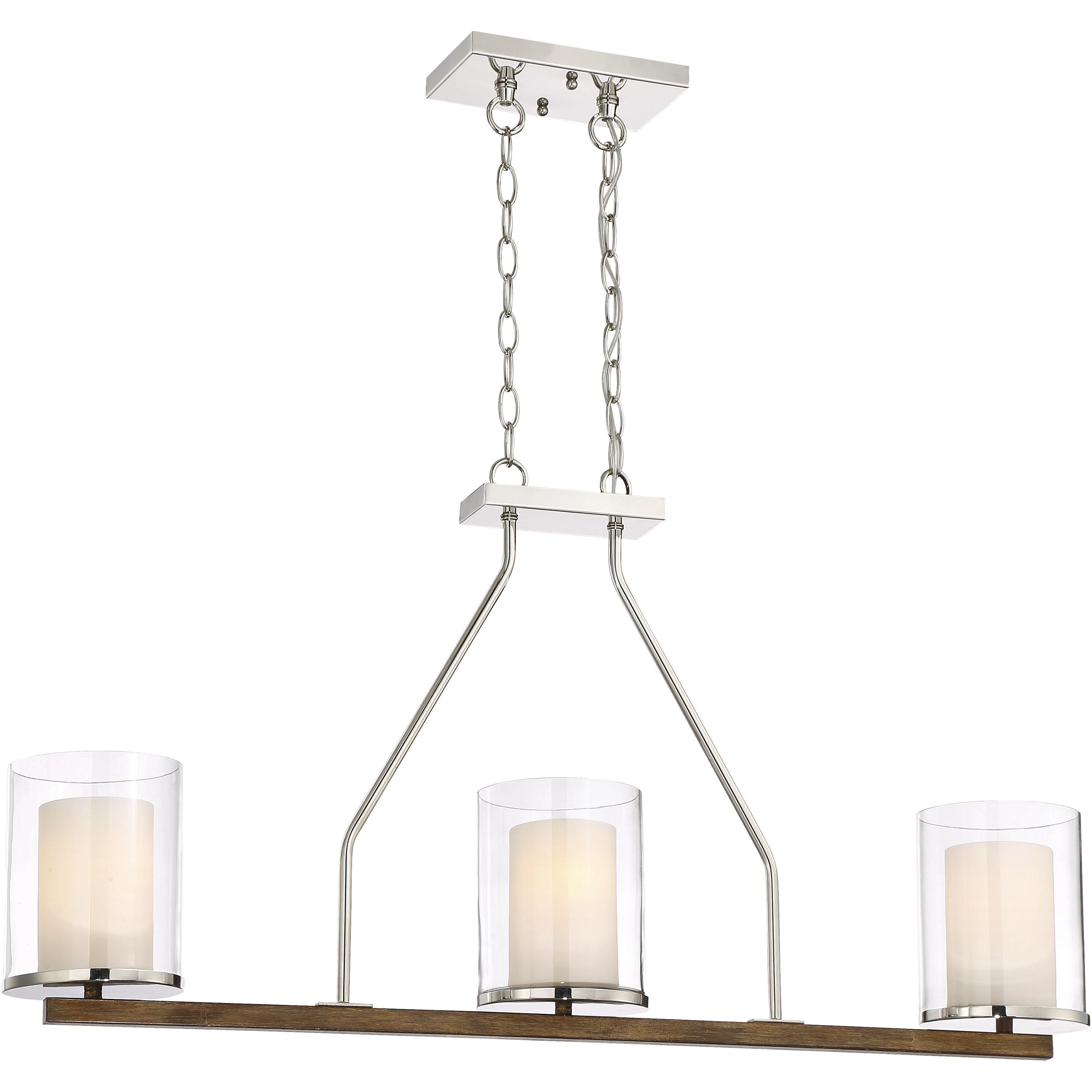 Lark 3 Light 38 inch Polished Nickel/Whiskey Barrel Island Light Ceiling Light