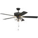 Pro Plus 52 inch Flat Black and Satin Brass with Flat Black/Black Walnut Blades Contractor Fan