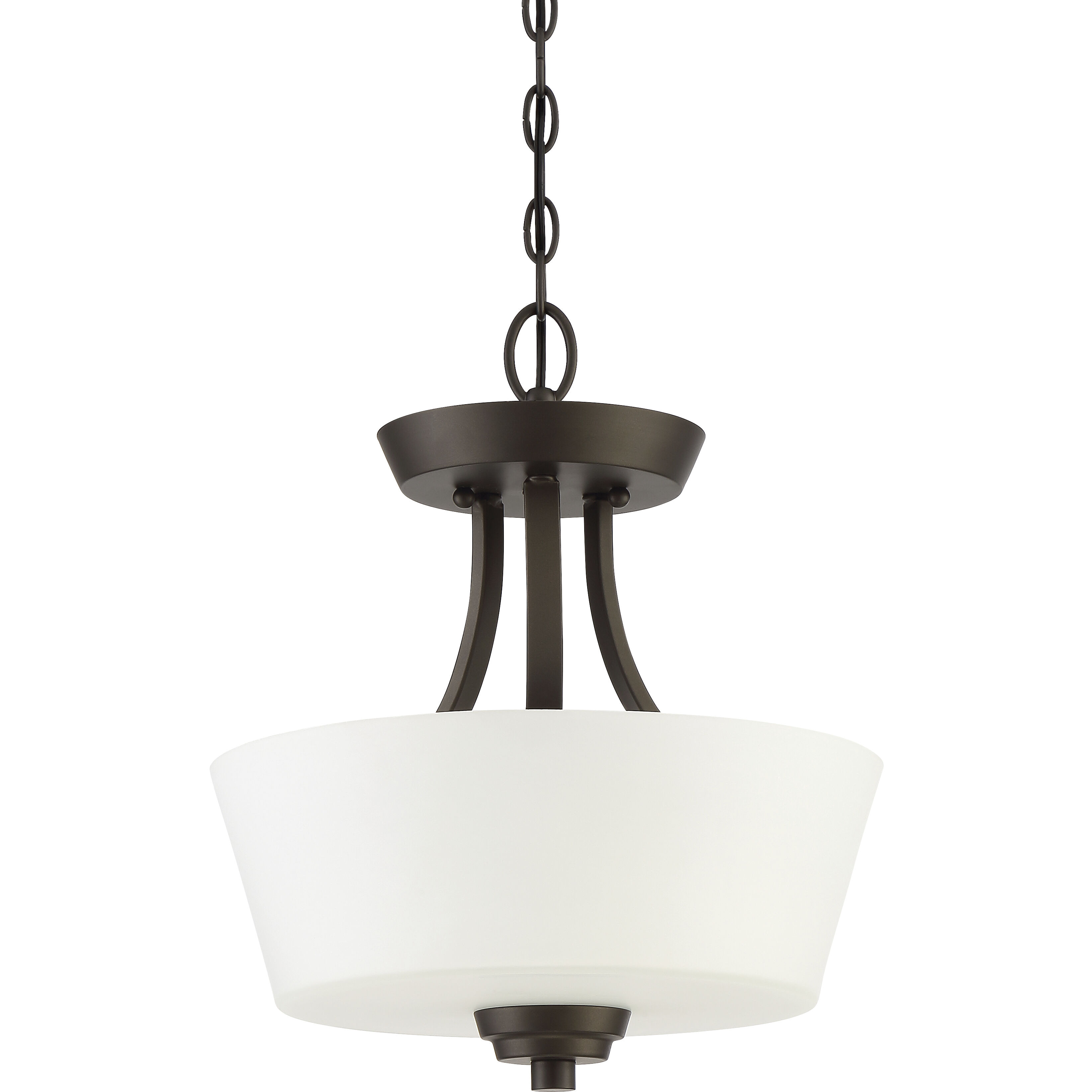 Neighborhood Grace 2 Light 13 inch Espresso Convertible Semi Flush Ceiling Light in White Frosted Glass, Convertible