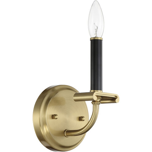 Stanza 1 Light 5 inch Flat Black and Satin Brass Wall Sconce Wall Light
