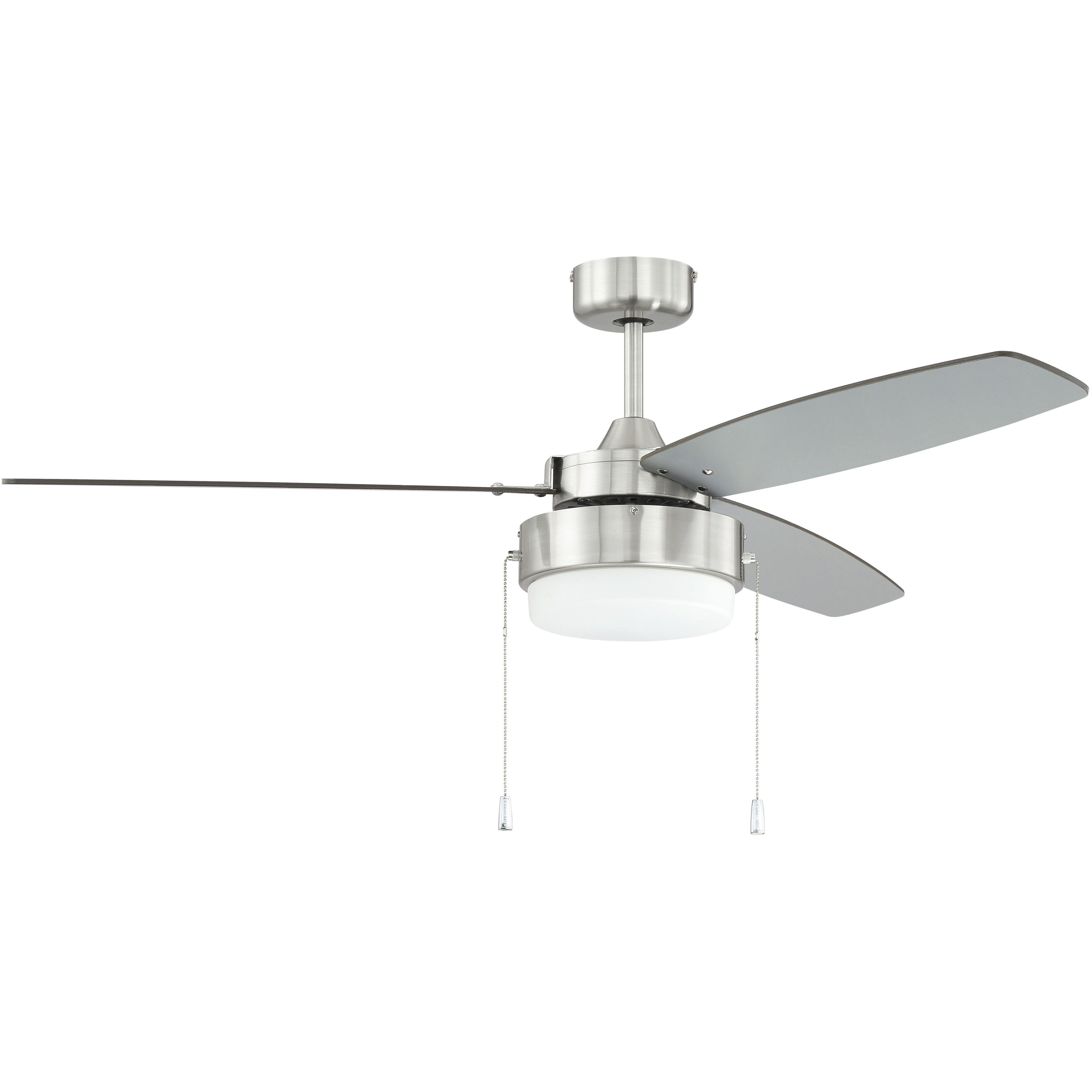 Intrepid 52 inch Brushed Polished Nickel with Silver/Walnut Blades Ceiling Fan