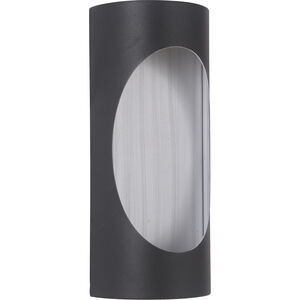 Ellipse LED 11 inch Textured Black and Brushed Aluminum Outdoor Pocket Sconce, Small