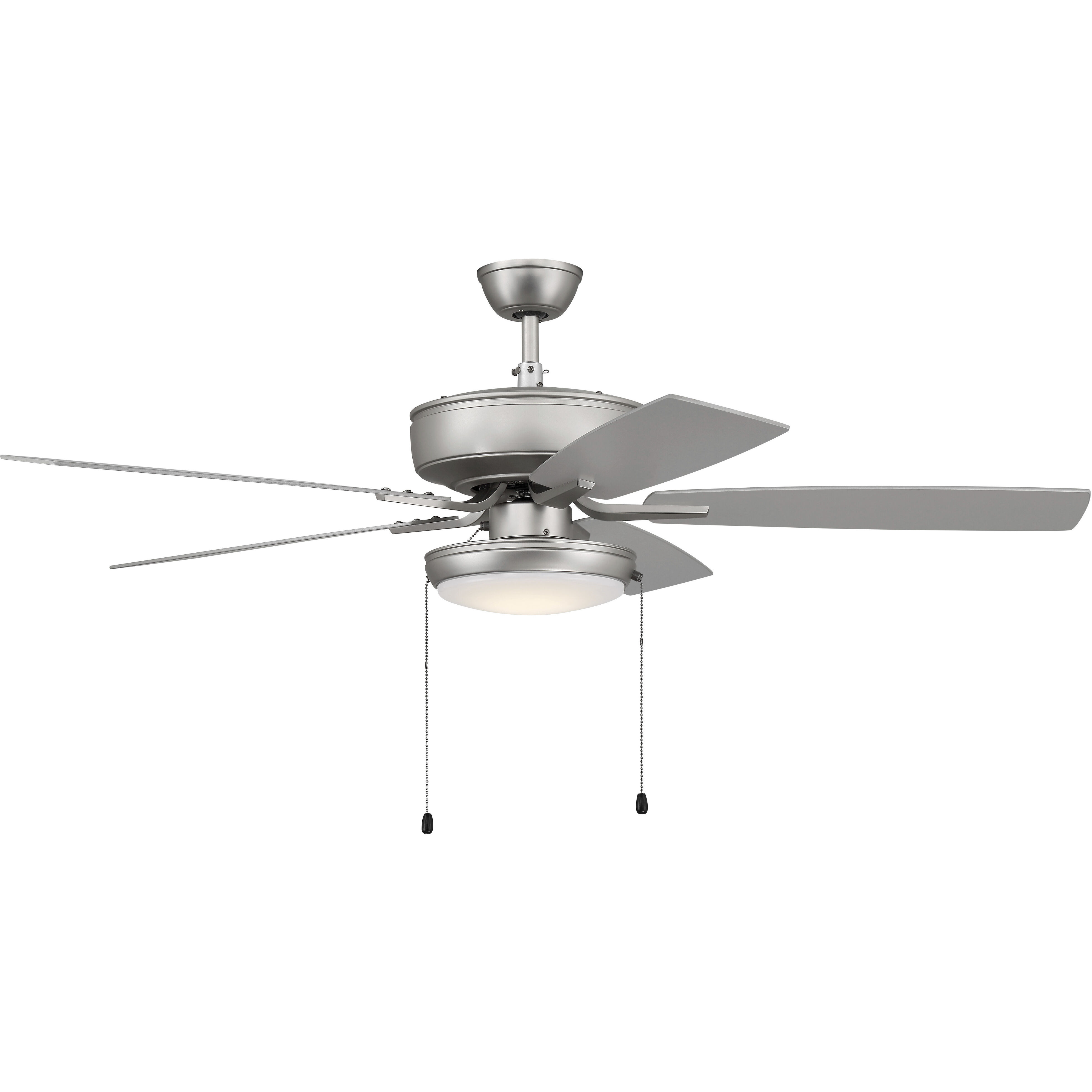 Pro Plus 119 52 inch Brushed Satin Nickel with Brushed Nickel/Greywood Blades Contractor Ceiling Fan, Pan