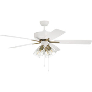 Pro Plus 4 52 inch White and Satin Brass with White/Washed Oak Blades Contractor Fan