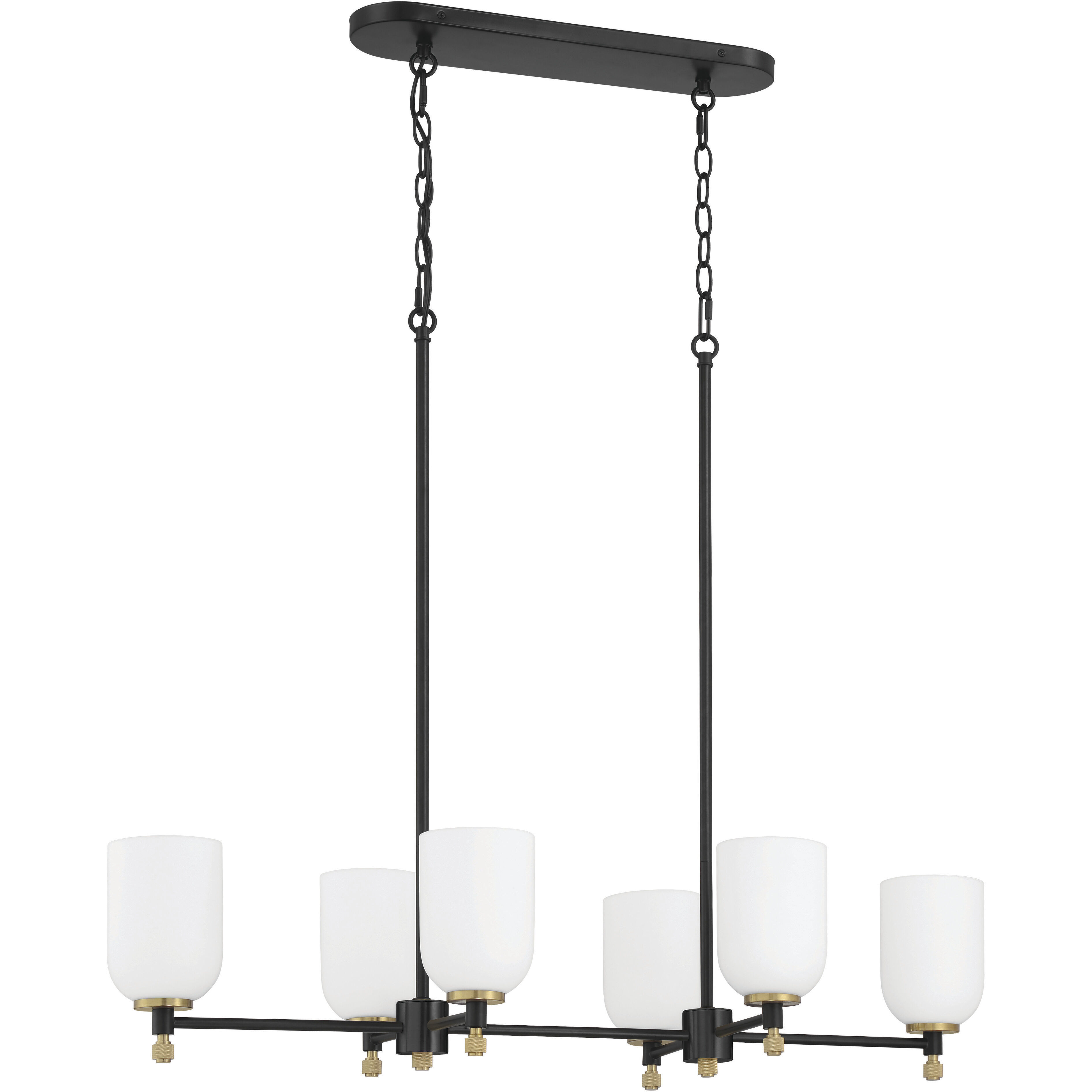 Council 6 Light 15 inch Flat Black/Satin Brass Island Light Ceiling Light