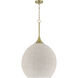 Keira 3 Light 20.5 inch Satin Brass Pendant Ceiling Light in White Rope