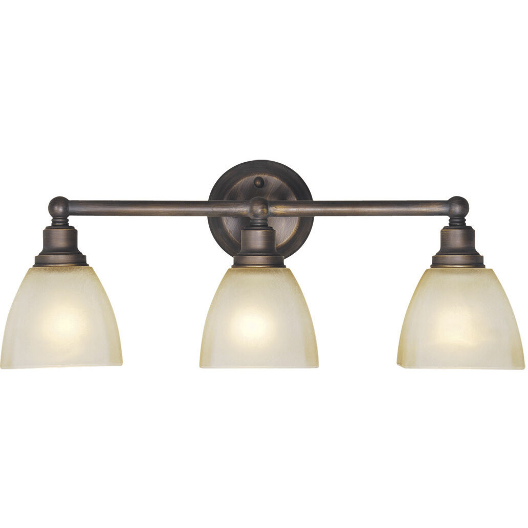 Bradley 3 Light 23.5 inch Bronze Vanity Light Wall Light in Light Tea-Stained Glass