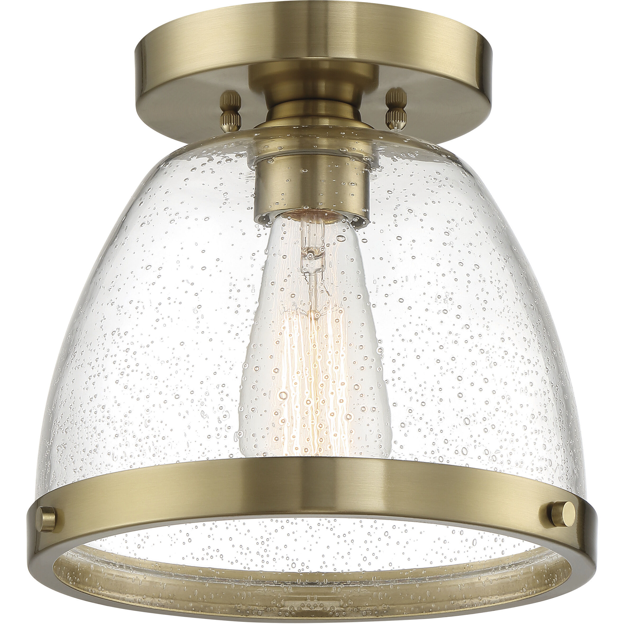 Lodie 1 Light 10 inch Satin Brass Flushmount Ceiling Light