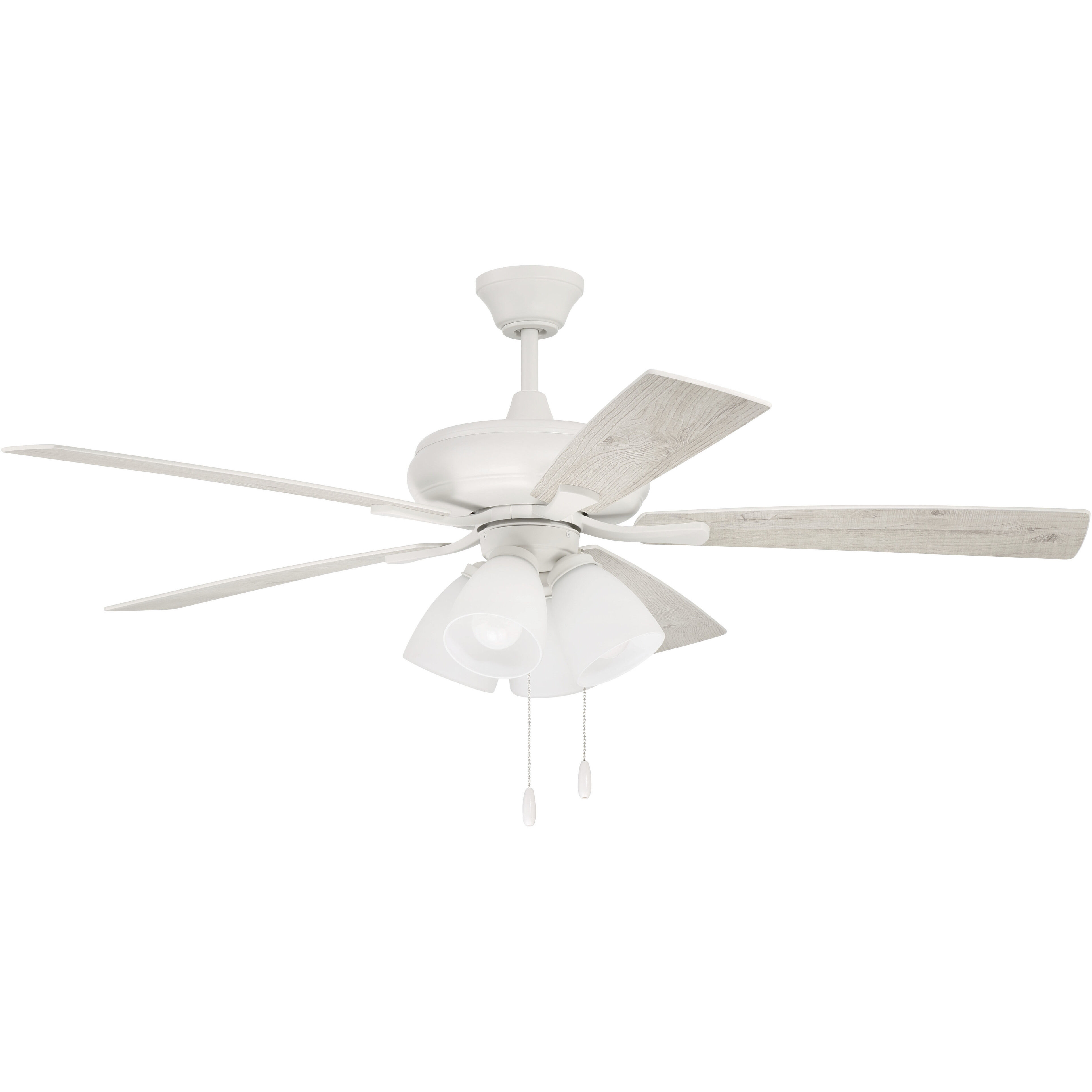 Eos 52 inch White with White/Washed Oak Blades Ceiling Fan (Blades Included) in White/Whitewashed Oak, Contractor Fan