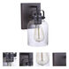 Foxwood 1 Light 5 inch Flat Black with Dark Teak Wall Sconce Wall Light in Flat Black/Dark Teak