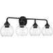 Glenda 4 Light 32 inch Flat Black Vanity Light Wall Light