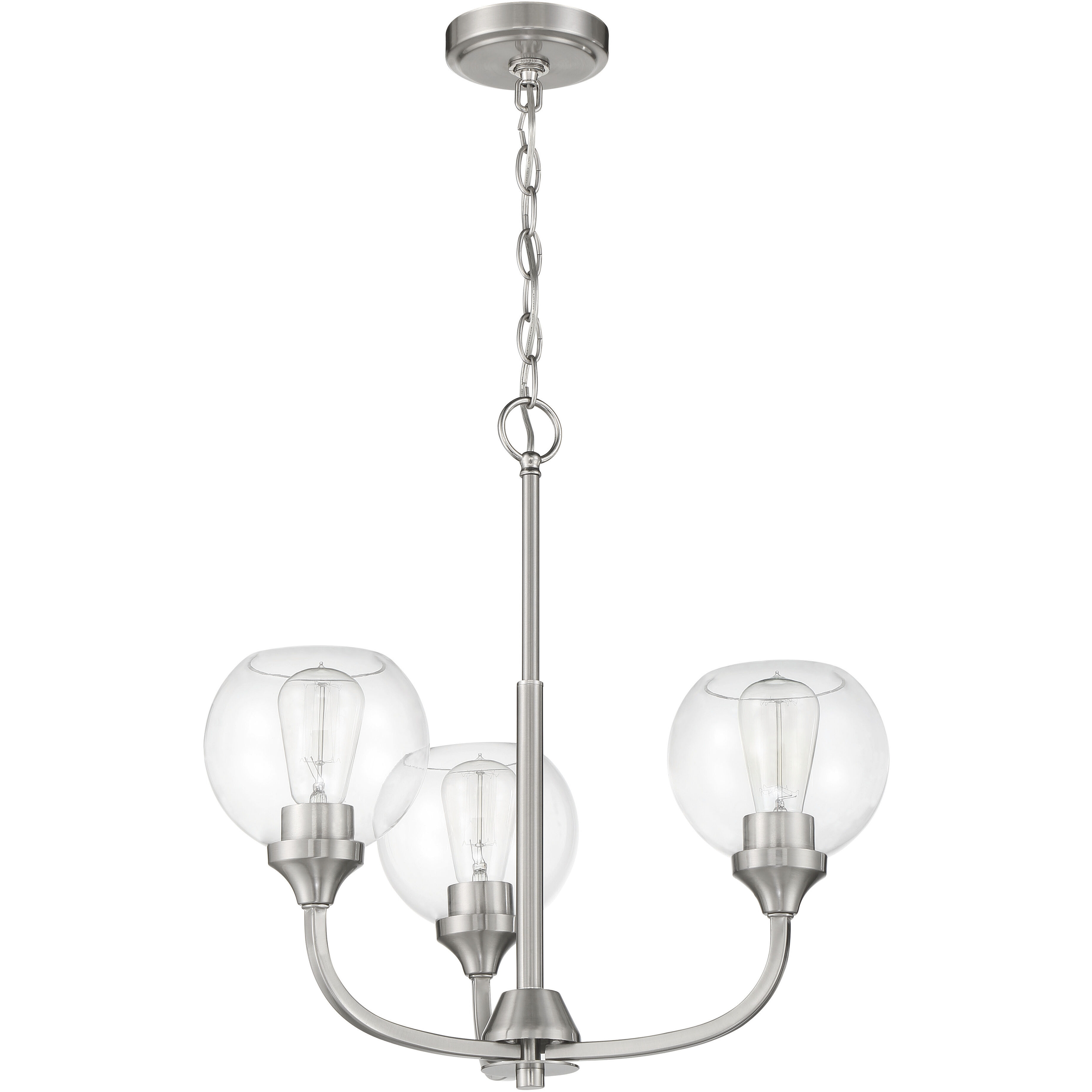 Glenda 3 Light 20 inch Brushed Polished Nickel Chandelier Ceiling Light
