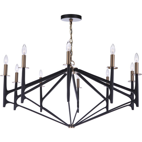 The Reserve 10 Light 42.5 inch Flat Black/Satin Brass Chandelier Ceiling Light in Flat Black and Satin Brass