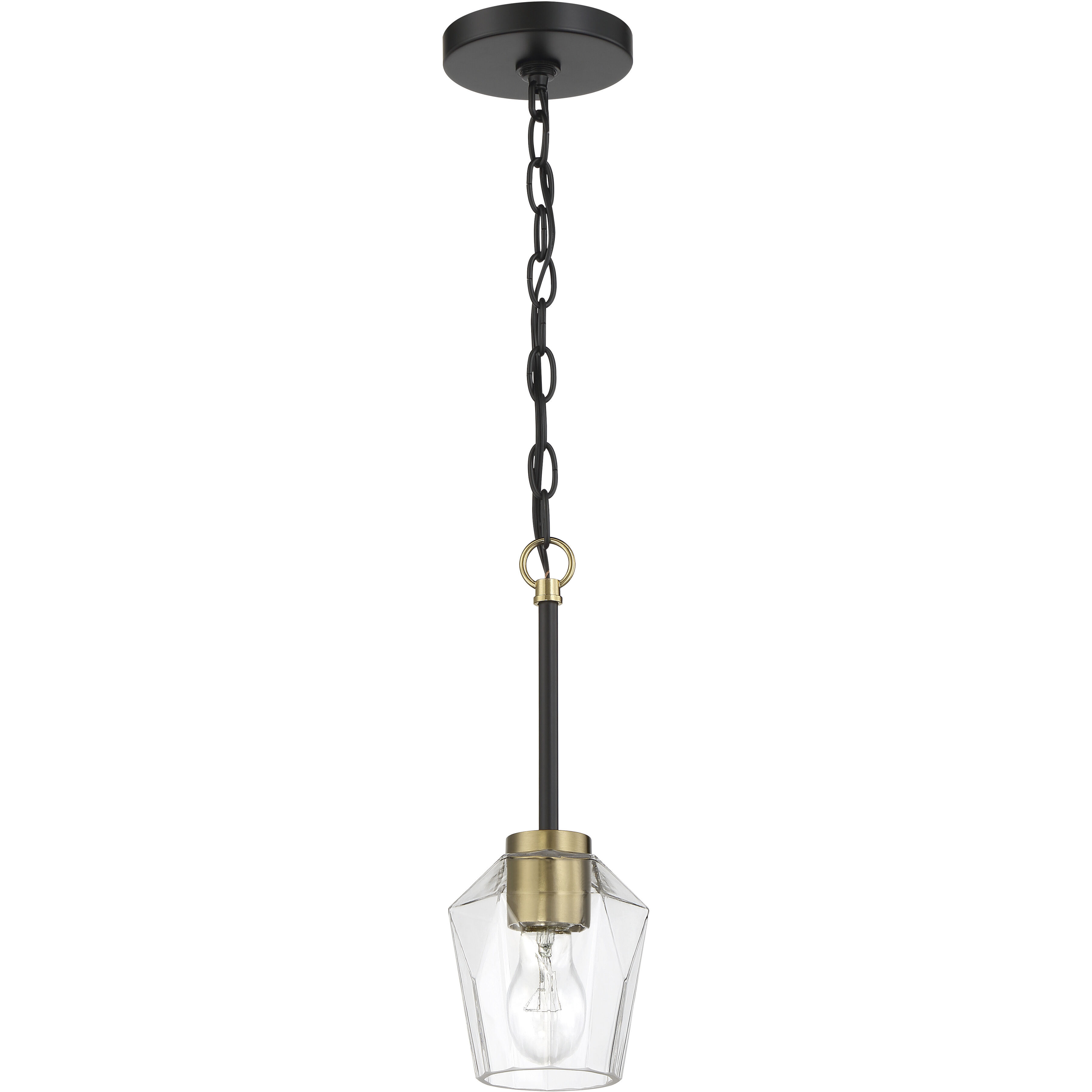 Avante Grand 1 Light 5 inch Flat Black and Satin Brass Mini Pendant Ceiling Light
