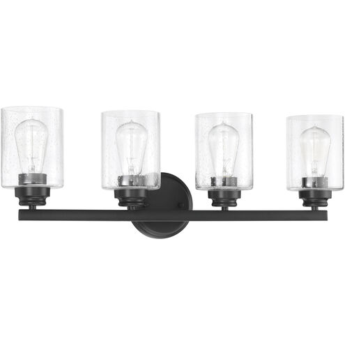 Neighborhood Bolden 4 Light 25 inch Flat Black Vanity Light Wall Light in Clear Seeded, Neighborhood Collection