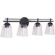 Drake 4 Light 33 inch Flat Black Vanity Light Wall Light