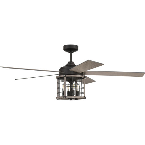 Nicolas 56 inch Flat Black/Light Wenge with Flat Black/Graywood Blades Ceiling Fan
