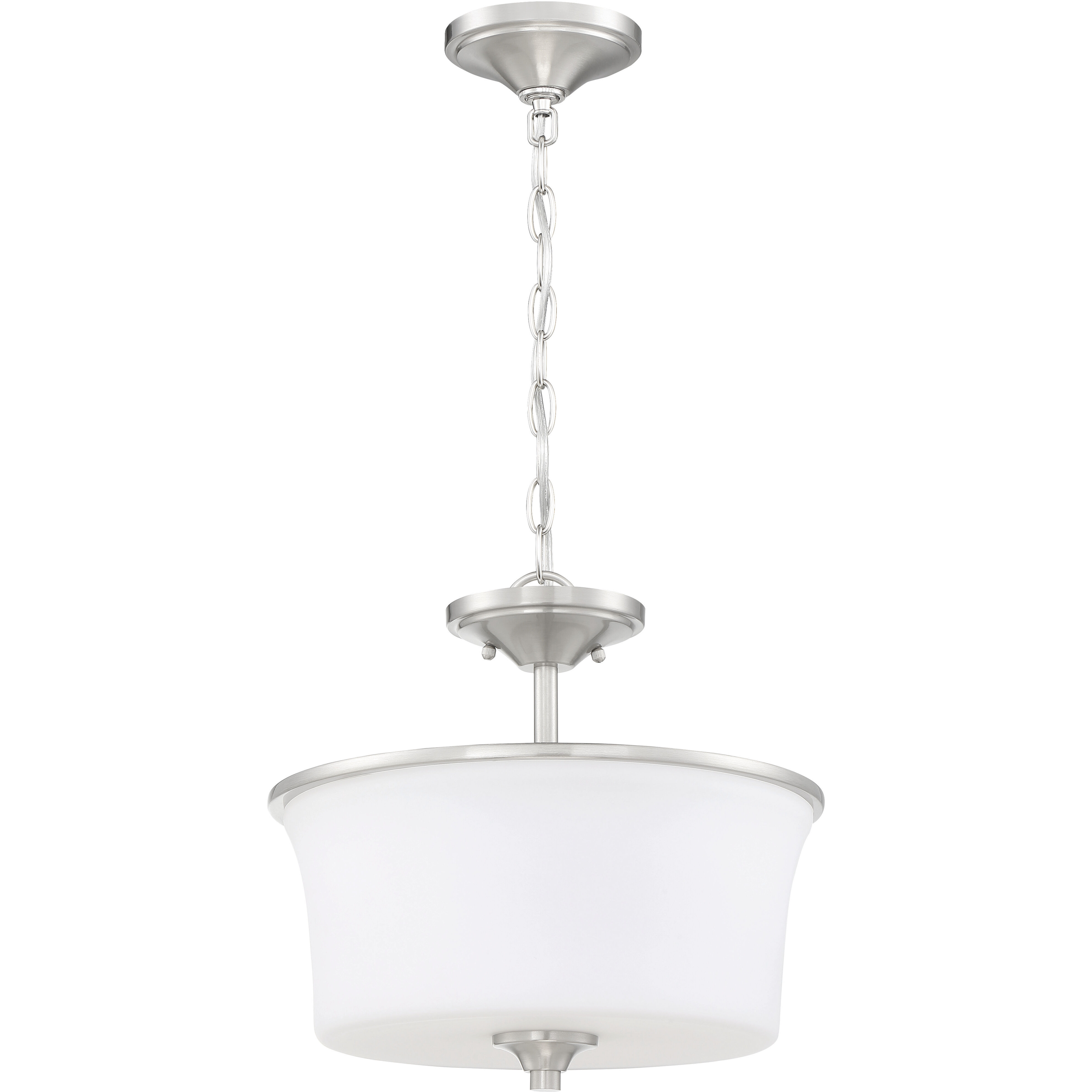 Neighborhood Gwyneth 2 Light 13 inch Brushed Polished Nickel Convertible Semi Flush Ceiling Light in White Frost Glass, Neighborhood Collection
