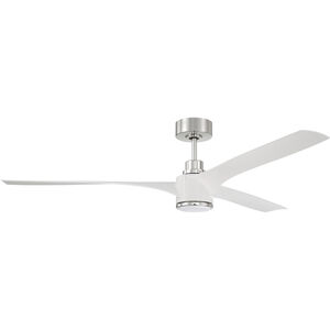 Phoebe 60 inch White and Polished Nickel with White Blades Ceiling Fan