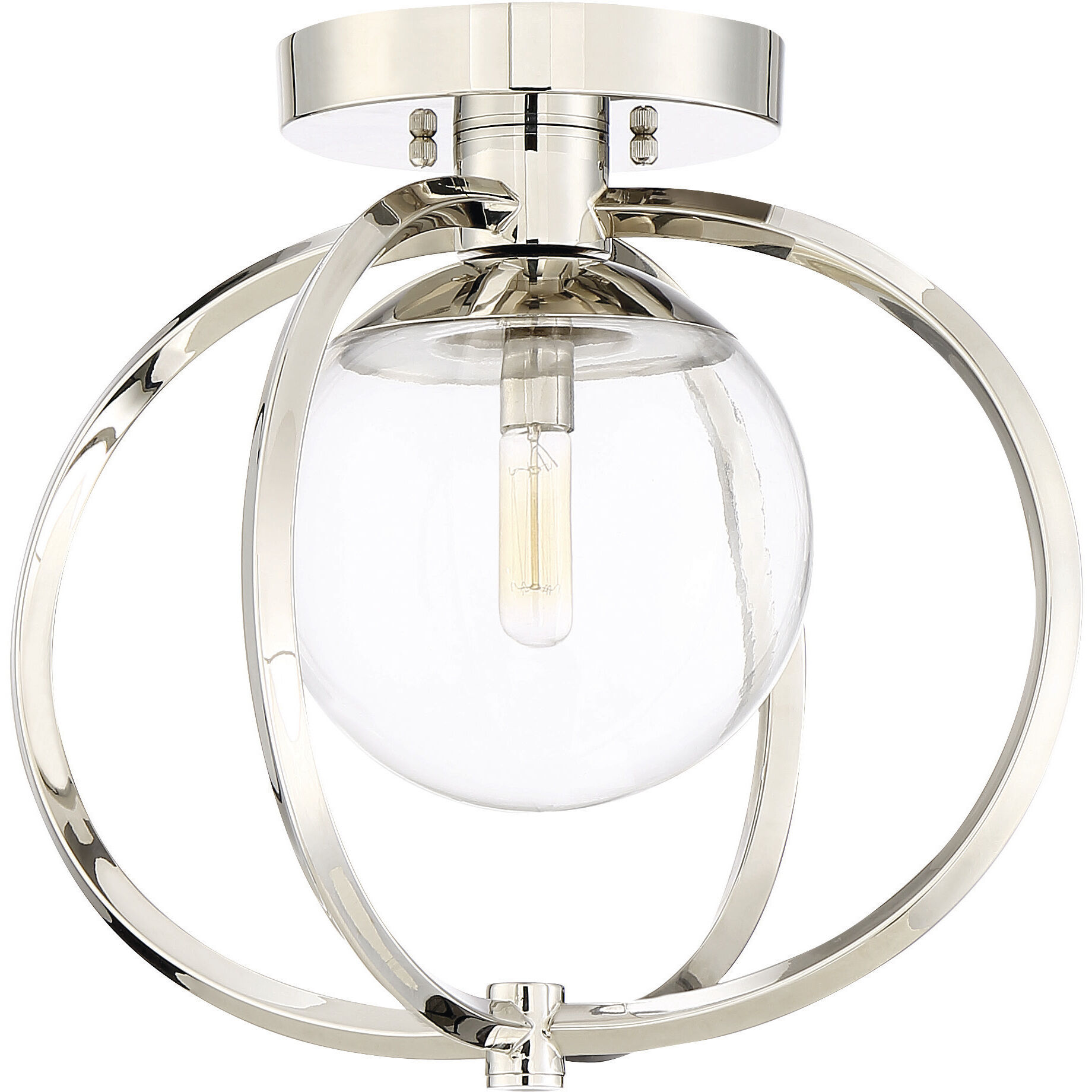 Piltz 1 Light 14.5 inch Polished Nickel Semi Flush Ceiling Light