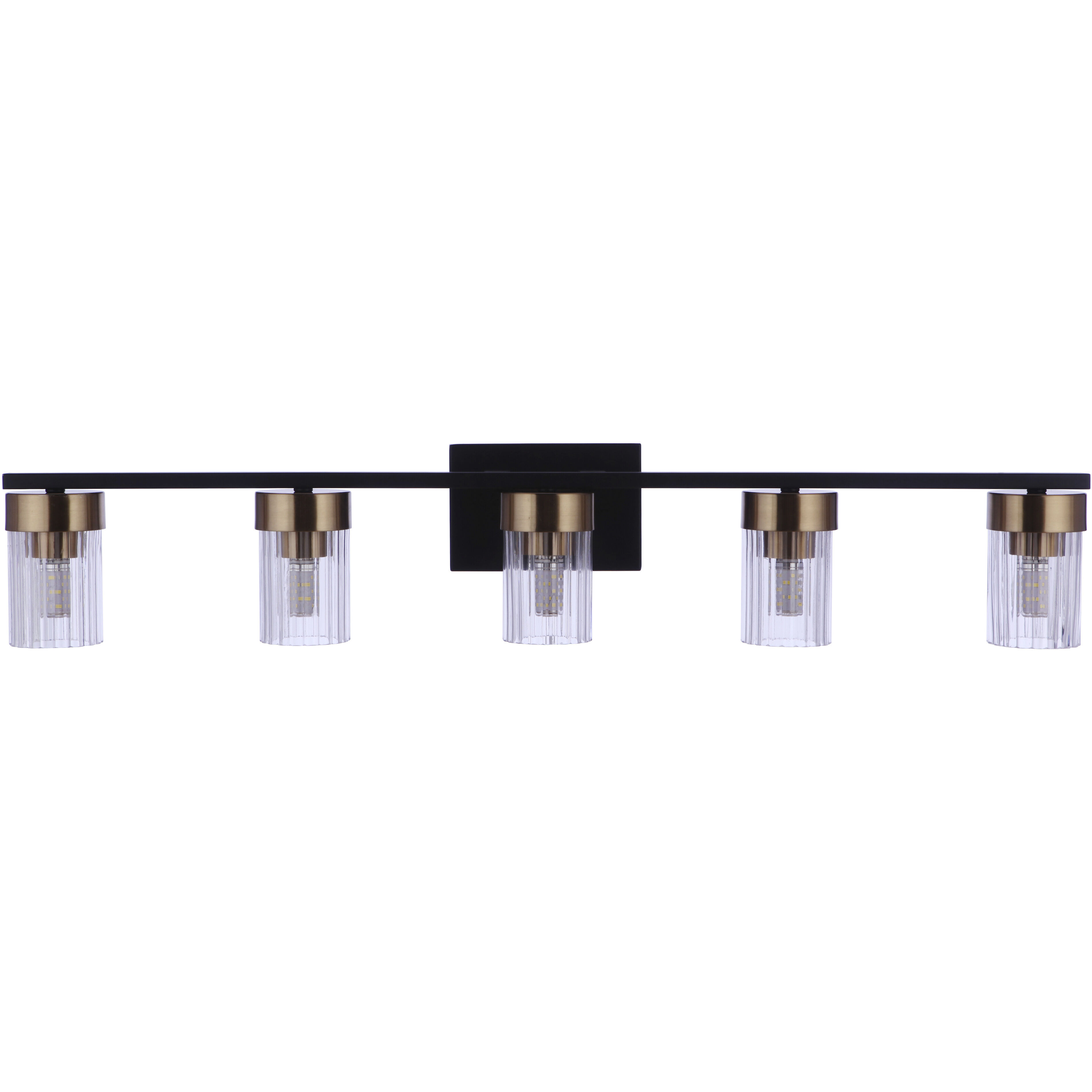 Bond Street 5 Light 35 inch Flat Black/Satin Brass Vanity Light Wall Light