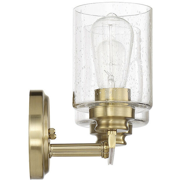 Neighborhood Bolden 2 Light 12.7 inch Satin Brass Vanity Light Wall Light in Clear Seeded