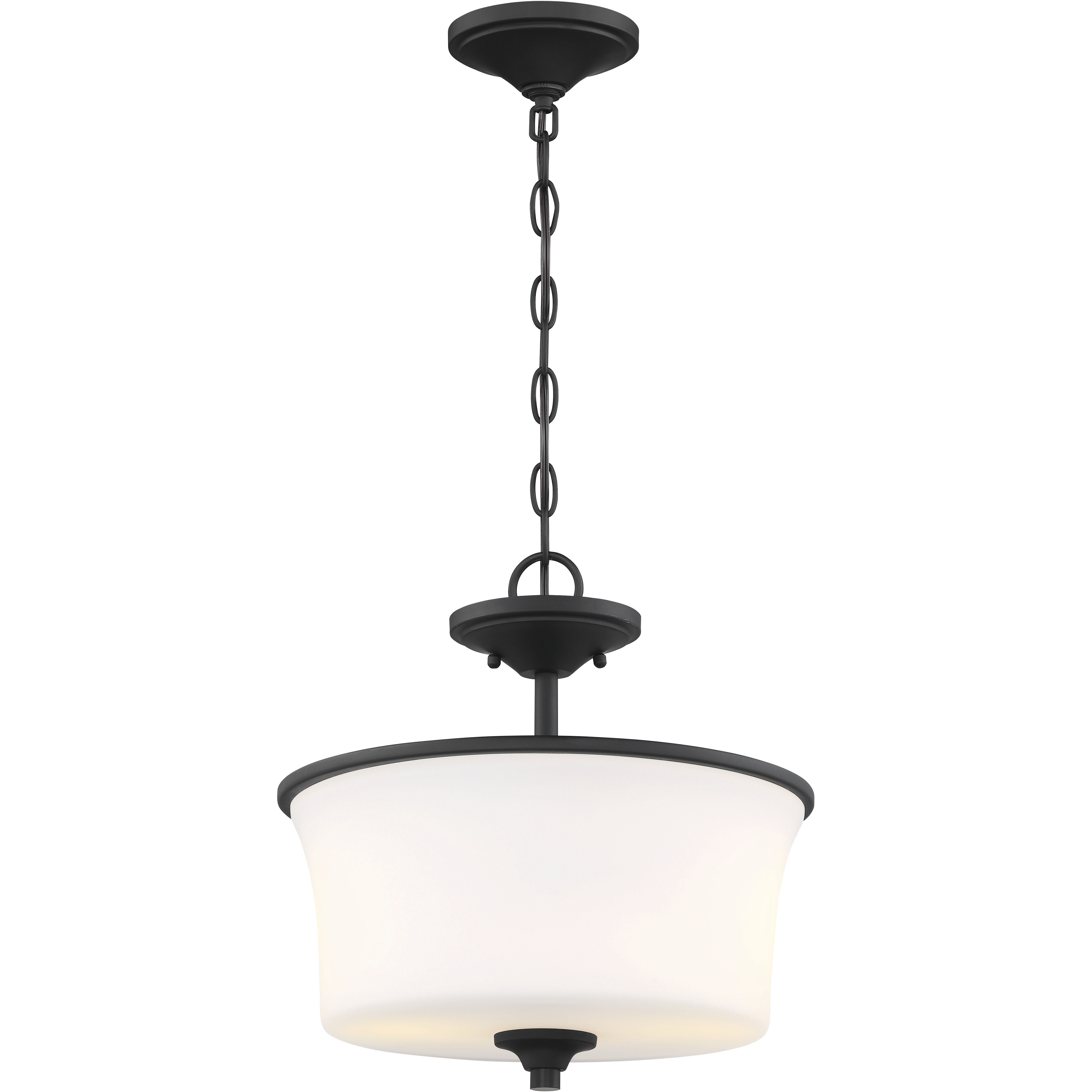 Neighborhood Gwyneth 2 Light 13 inch Flat Black Convertible Semi Flush Ceiling Light in White Frost Glass, Neighborhood Collection