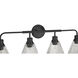 Pleated 4 Light 34 inch Flat Black Vanity Light Wall Light