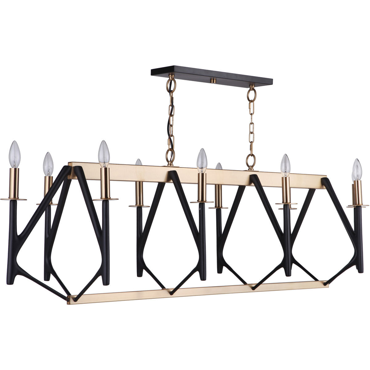 The Reserve Island Light Ceiling Light in Flat Black and Satin Brass