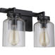 Foxwood 2 Light 13 inch Flat Black with Dark Teak Vanity Light Wall Light in Flat Black/Dark Teak