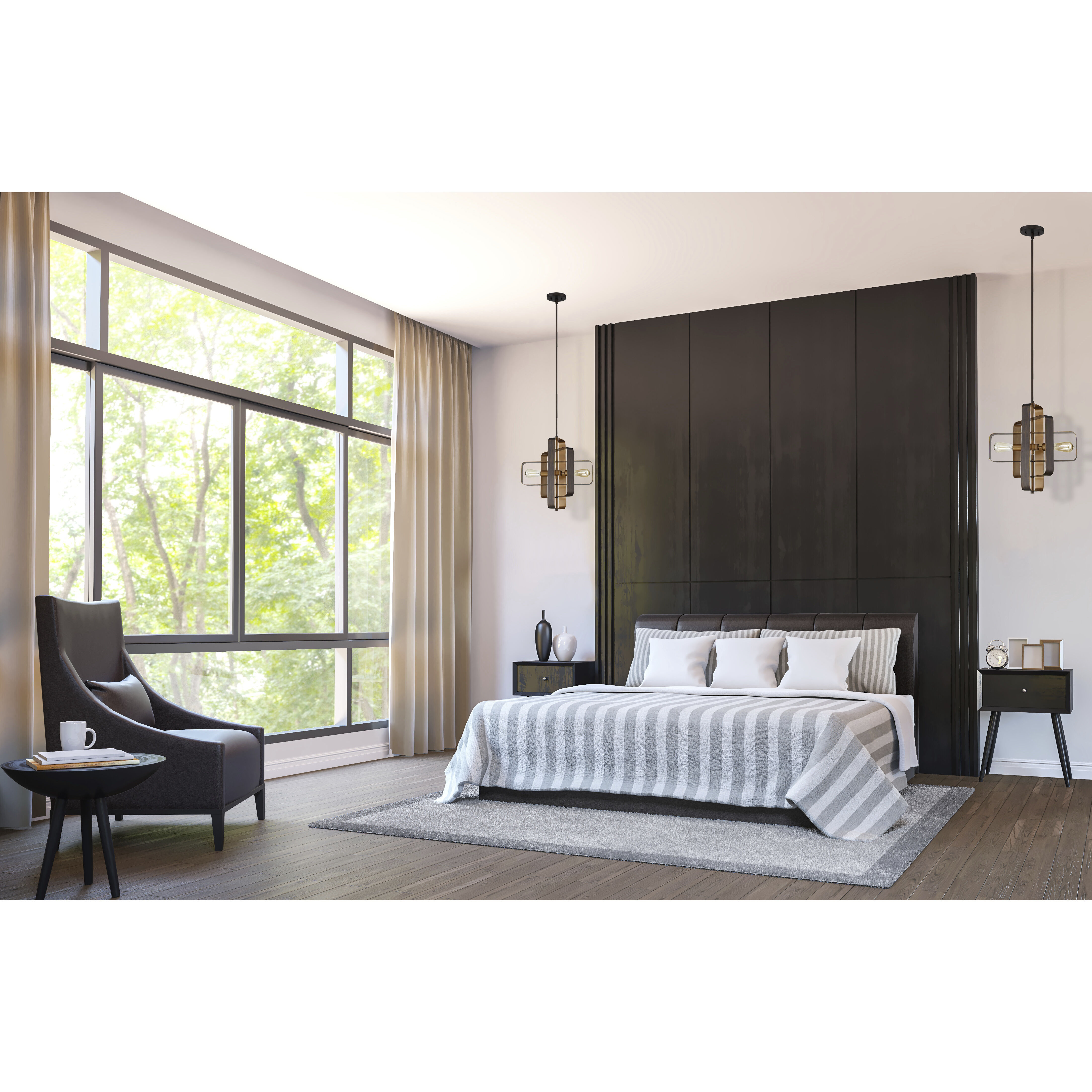 Linked 2 Light 18 inch Aged Bronze Brushed Pendant Ceiling Light