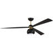 Otto 60 inch Flat Black/Satin Brass with Flat Black Blades Fan in Flat Black and Satin Brass