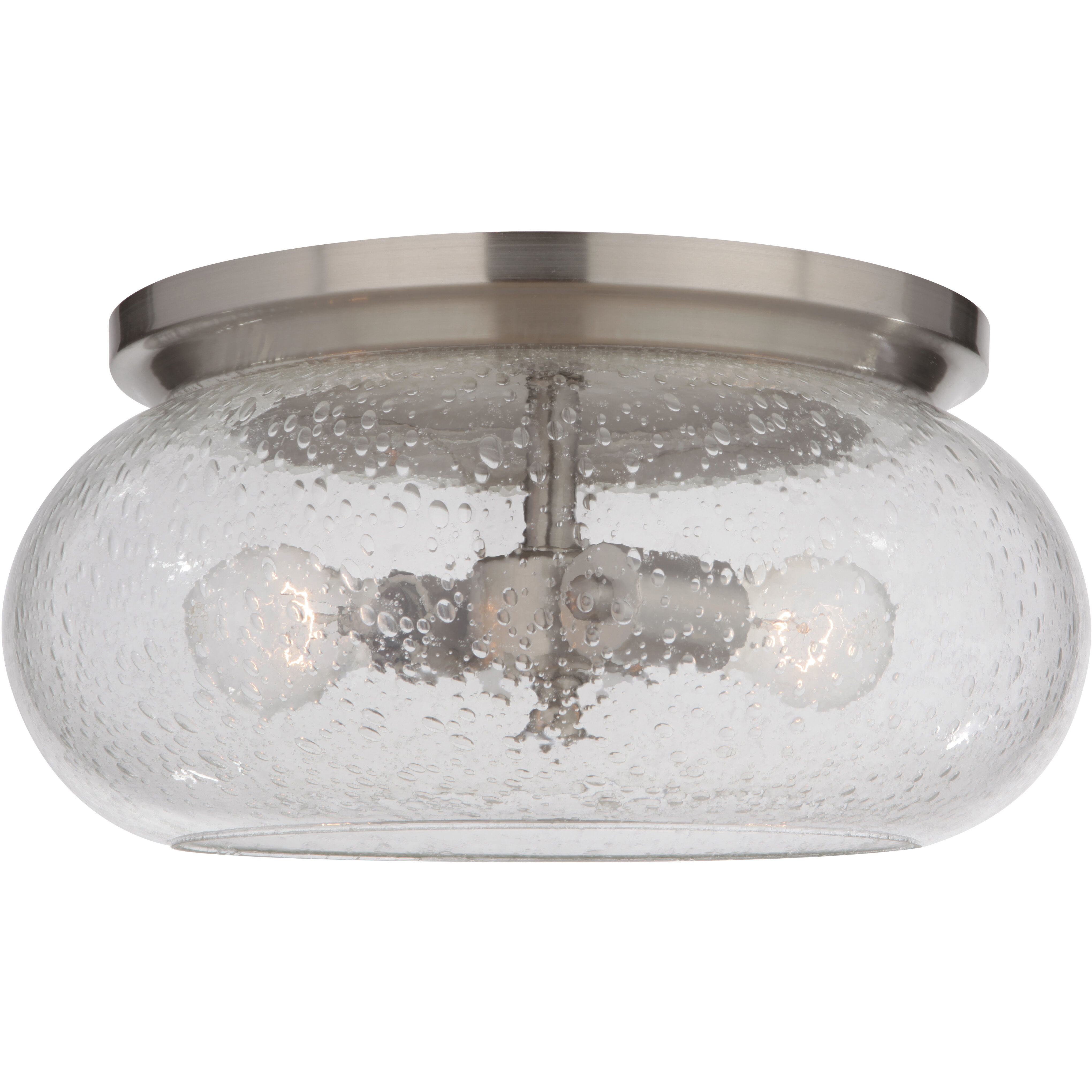 Neighborhood Serene 2 Light 15 inch Brushed Polished Nickel Flushmount Ceiling Light in Clear Seeded, Neighborhood Collection