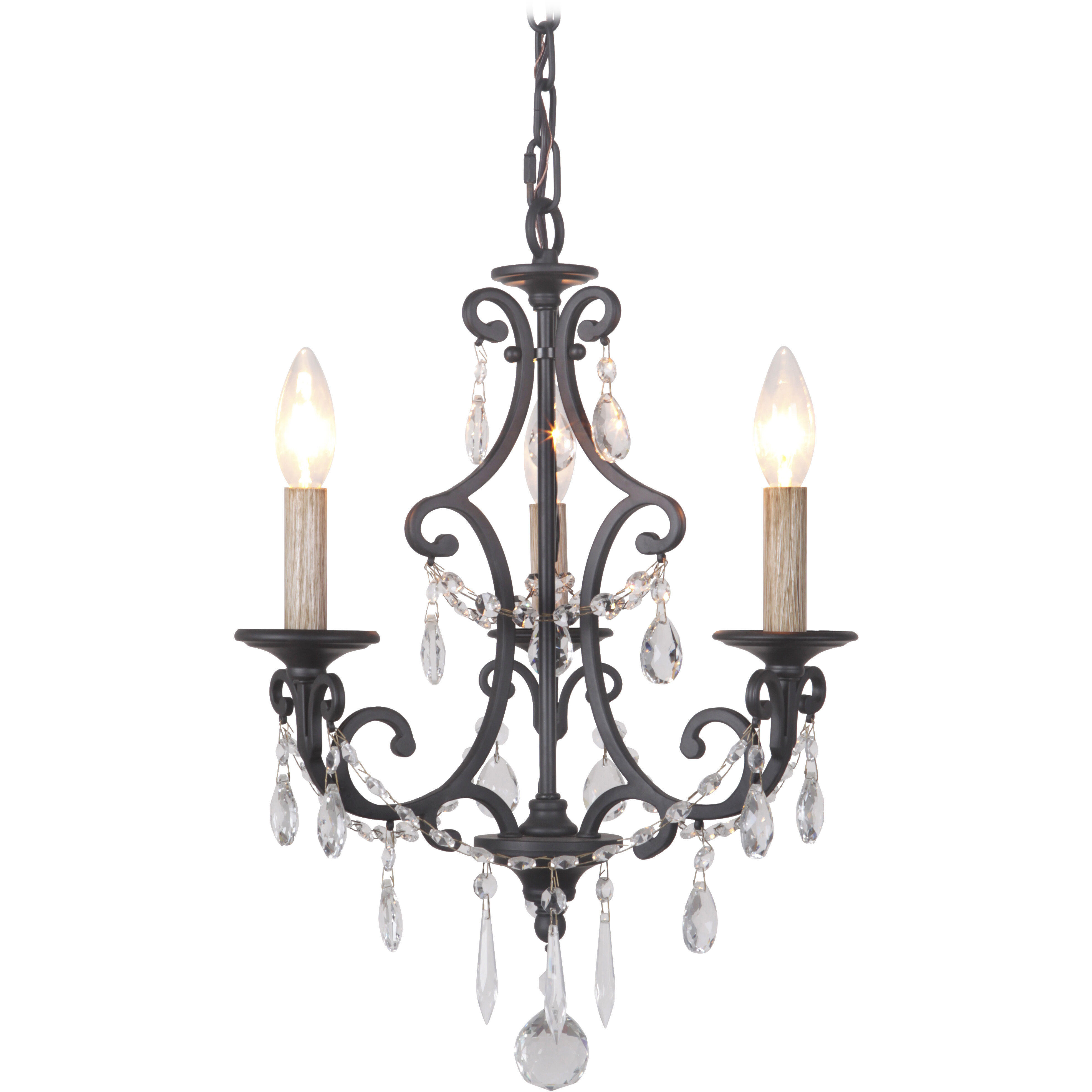 Bentley 3 Light 14 inch Matte Black Chandelier Ceiling Light