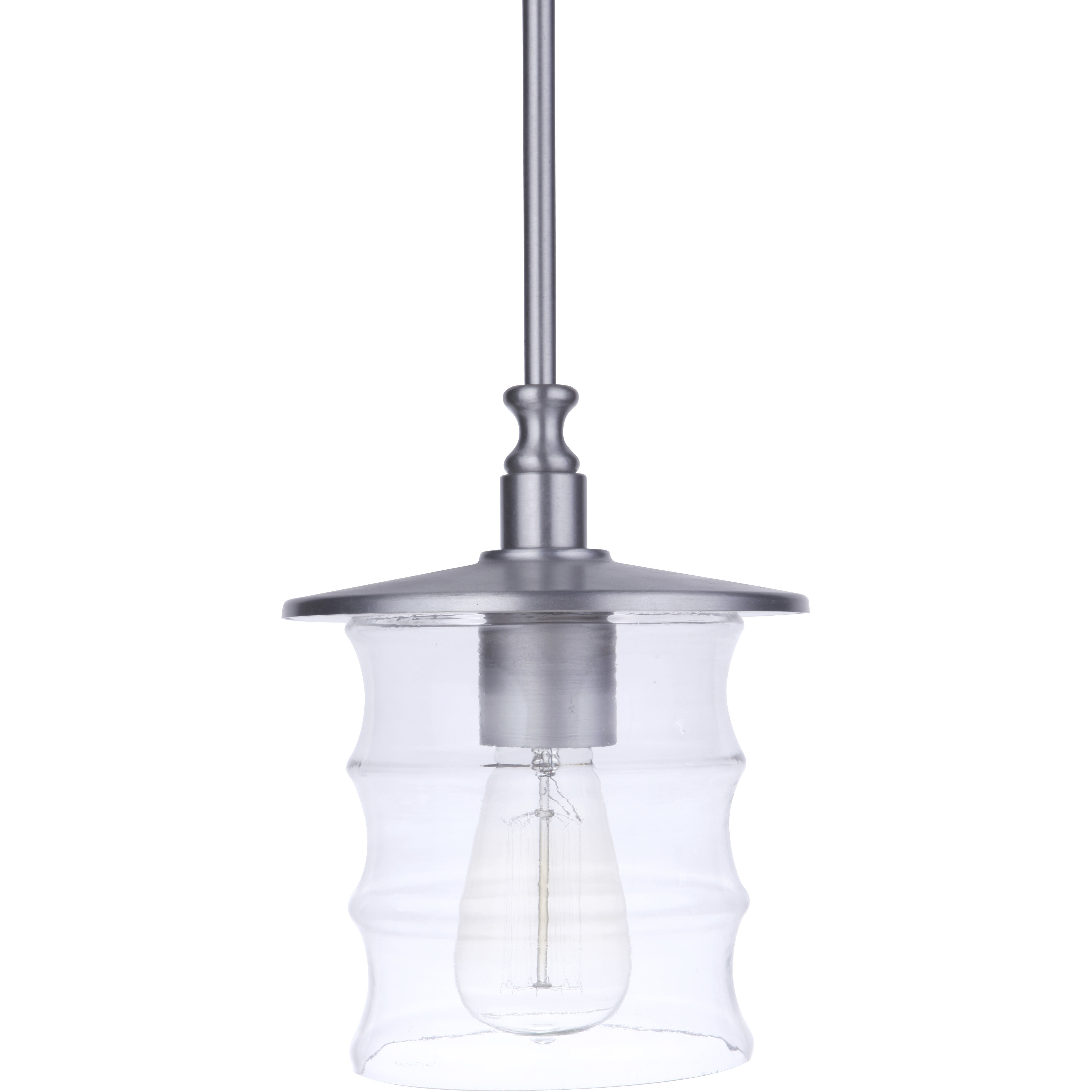 Canon 1 Light 7.5 inch Satin Aluminum Outdoor Pendant