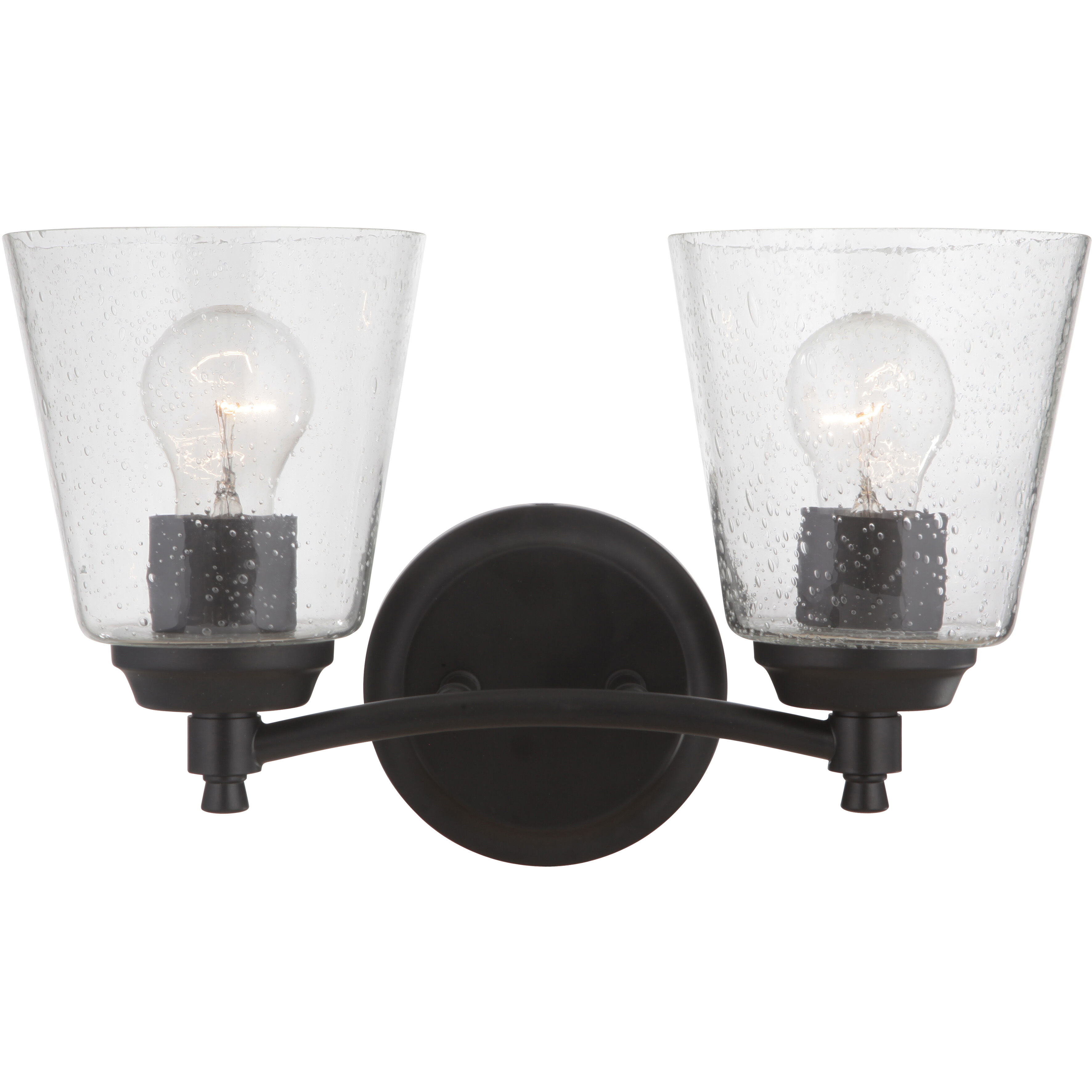Neighborhood Tyler 2 Light 14 inch Flat Black Vanity Light Wall Light in Clear Seeded, Neighborhood Collection