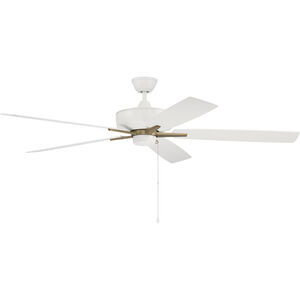 Super Pro 60 inch White and Satin Brass with White/Washed Oak Blades Contractor Fan