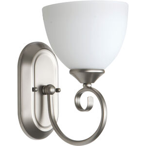Raleigh 1 Light 7 inch Satin Nickel Wall Sconce Wall Light in White Frosted Glass, Jeremiah