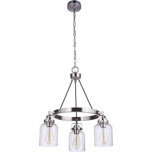 Foxwood 3 Light 22 inch Brushed Polished Nickel Chandelier Ceiling Light