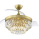 Sofia 42 inch Satin Brass with Clear Acrylic Blades Fan, Hidden Blades
