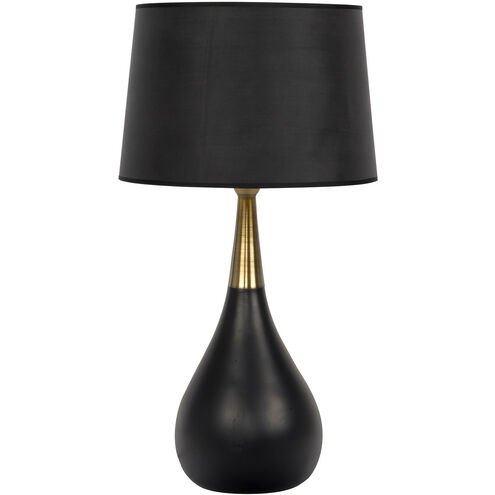 Bejamin 26.5 inch 100 watt Flat Black and Satin Brass Table Lamp Portable Light