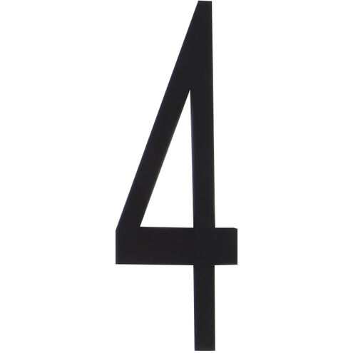 Surface Mount Flat Black Address Plaque Number in Number 4, 4