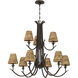 Kokomo 9 Light 36 inch Aged Bronze Brushed Chandelier Ceiling Light