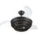 Whiskey 42 inch Flat Black with Clear Acrylic Blades Fan, Hidden Blades