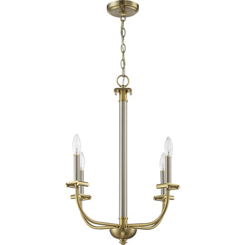 Stanza 4 Light 20 inch Brushed Polished Nickel / Satin Brass Chandelier Ceiling Light