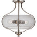 Neighborhood Serene 2 Light 15 inch Brushed Polished Nickel Semi Flush Ceiling Light in Clear Seeded, Neighborhood Collection